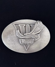 Vintage Winston Cigarette Tobacco Belt Buckle Eagle Pewter Oval Made In USA