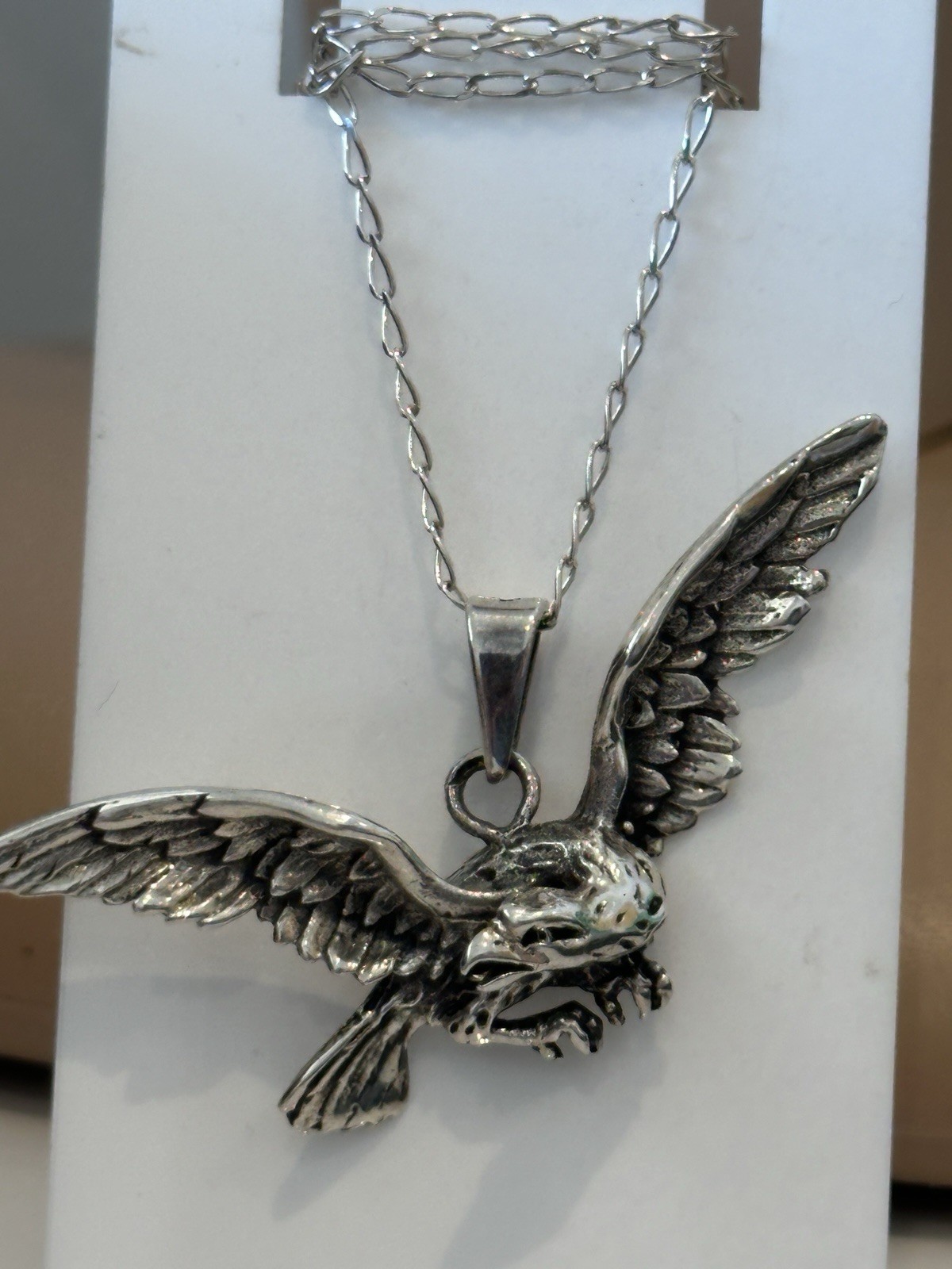 Vintage 925 Solid Sterling Silver Eagle Pendant O… - image 8