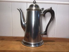 VTG. Kirk Stieff ,Colonial, 9.25”T.. Pewter, ATC P1-18,Black Handle Coffee Pot
