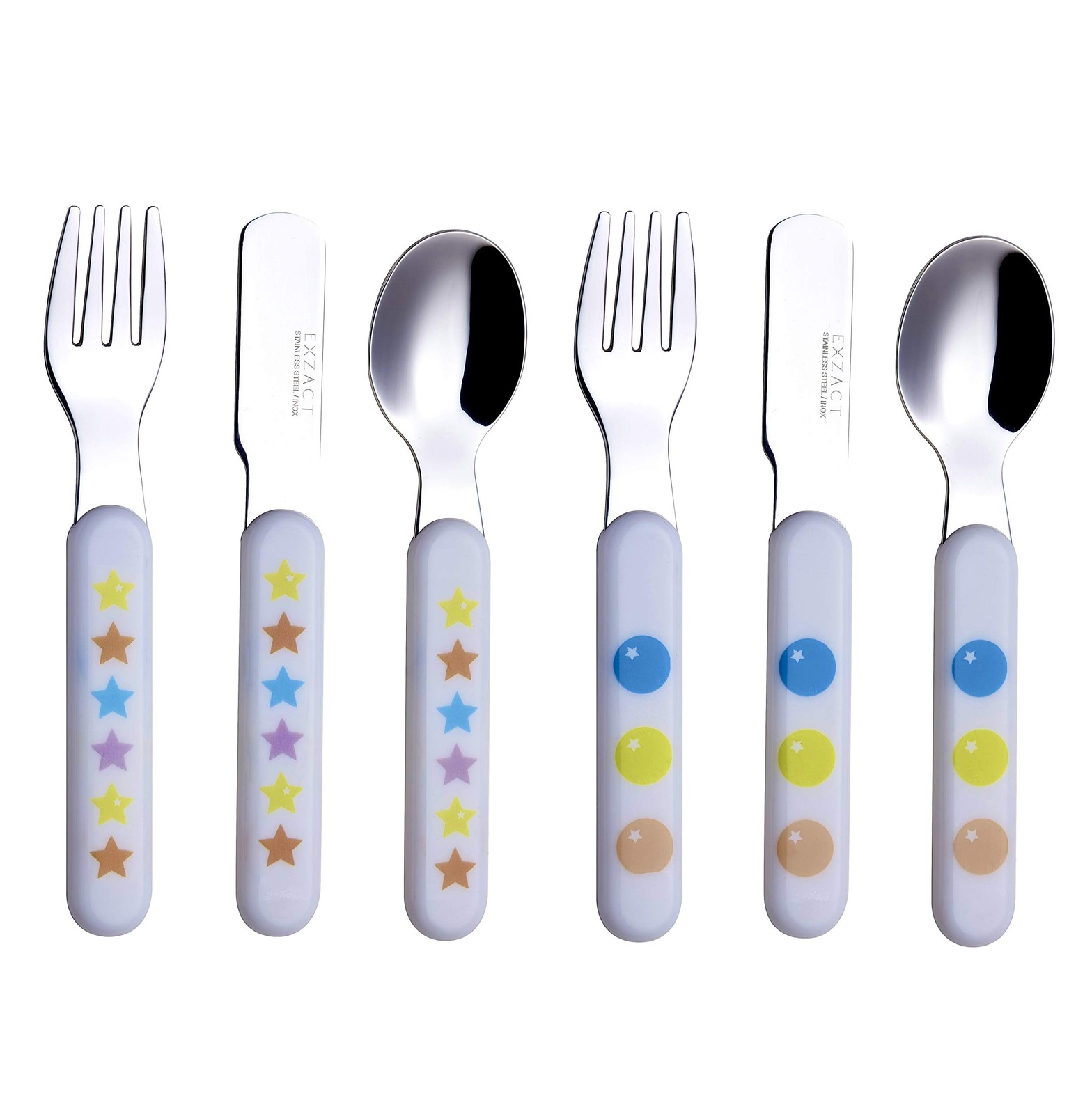 Couverts pour enfants 6 pièces en inox 18/10 avec 2 fourchettes et 2 couteaux