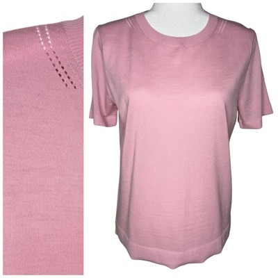 NWOT Banana Republic Sweater S Washable Merino Wool Knit Short Sleeve Pink