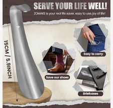 Metal Shoe Horn 15cm 5.9 Inch Silver Compact Portable Design B02A19-B6-03