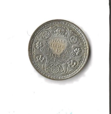 India-British George VI Silver 1942 (B) 1/2 Rupee Large Head KM#551(14)