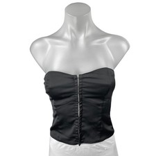Abercrombie Fitch Black Strapless Sleeveless Hook Corset Bustier Top Size XS