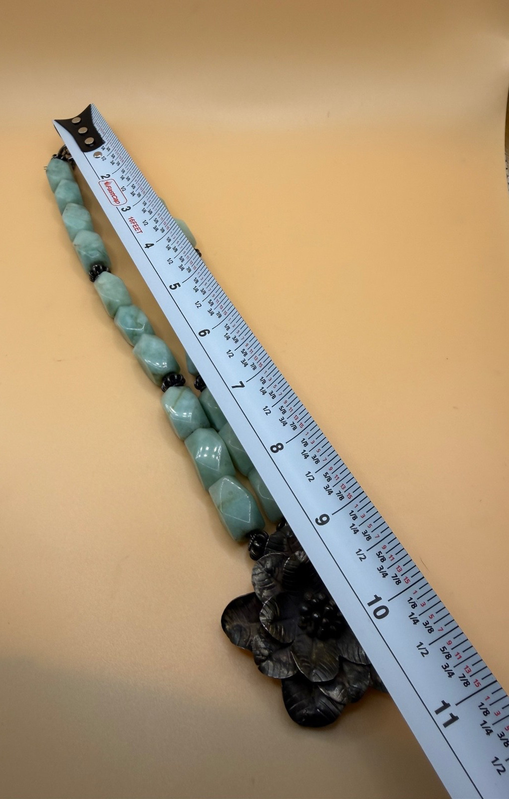 Amazonite Beaded Statement Necklace with Large Me… - image 5