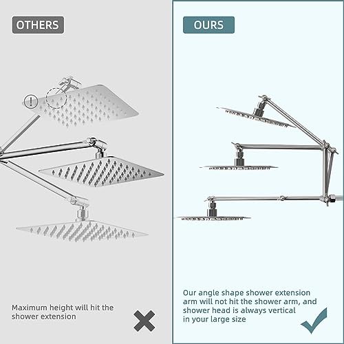  All Metal 16" Shower Head Extension Arm, Solid Brass Shower Brushed Nickel