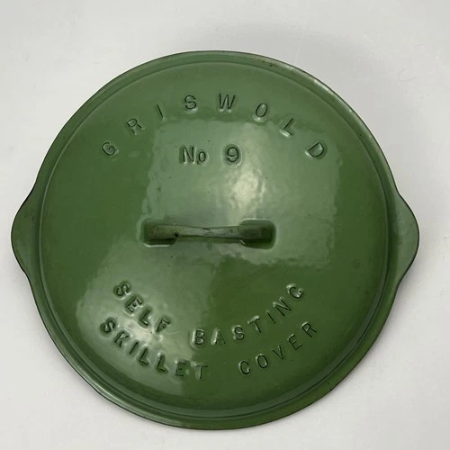 Griswold Cast Iron #9 Green Enamel Skillet Lid No 9