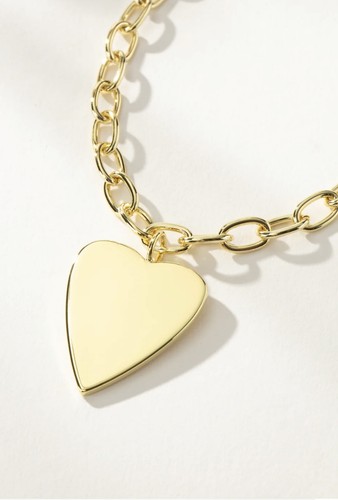 Uncommon James Gold Tone 14" Heart Big Love Necklace 2" Extender Modern NWT!