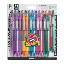 Zebra Pen Z-Grip Retractable Ballpoint Pen, Medium Point, 1.0mm- 24 Pieces