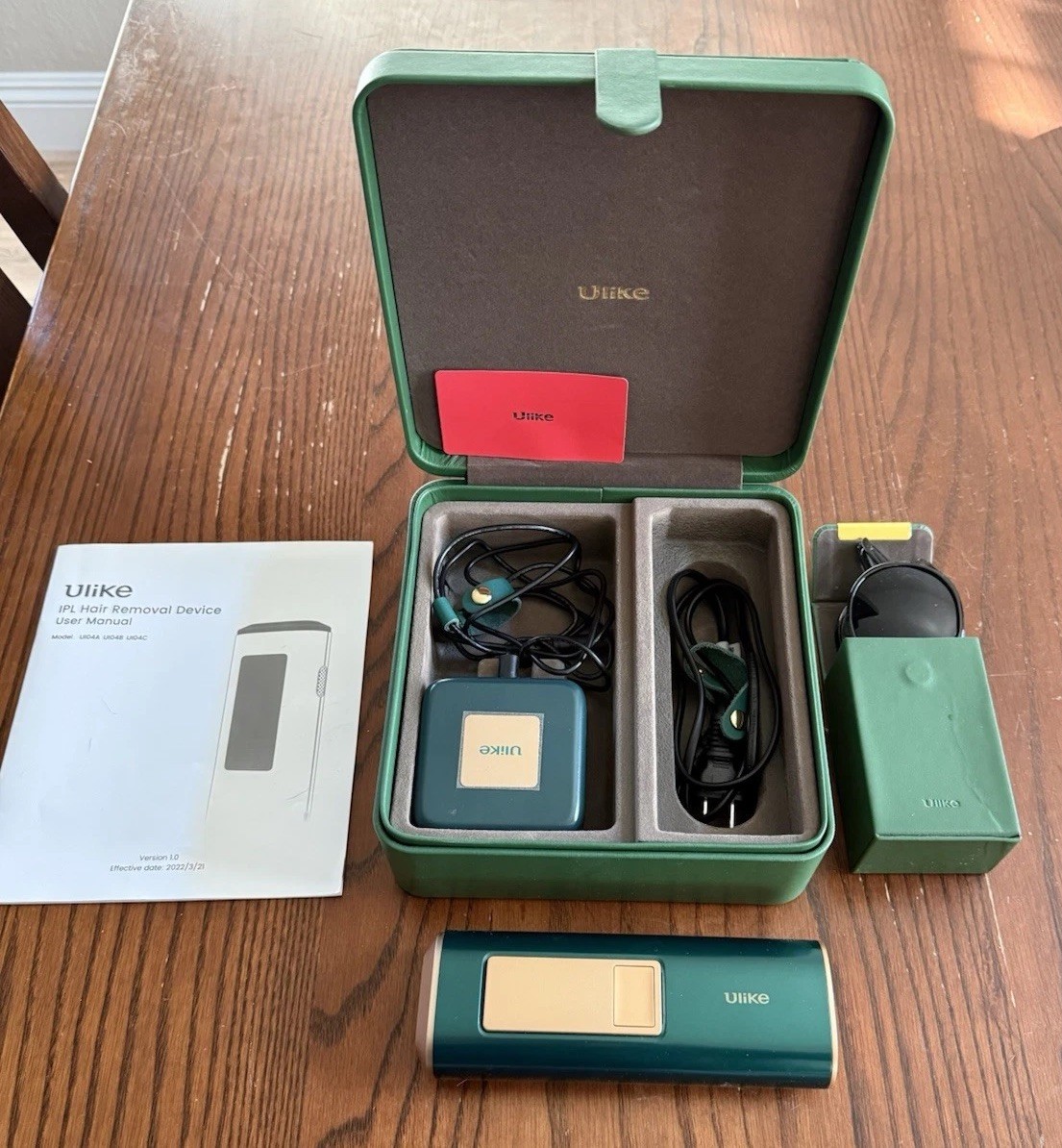 Ulike UI04C IPL Hair Removal Device Green Gold with Case and