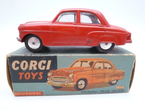 VINTAGE CORGI TOYS 203M VAUXHALL VELOX SALOON MECHANICAL IN ORIGINAL BOX 1956