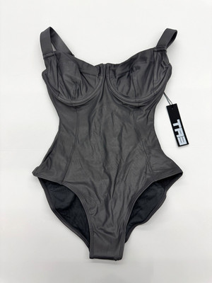 TA3 LIFTY ONE PIECE SWIMSUIT PEWTER GREY METALLIC SIZE MEDIUM M SHORT D/DD NEW
