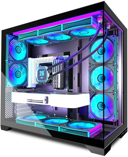 ATX PC Case Pre-Installed 9 × 120mm PWM ARGB Fan,Mid Tower Computer Case with F…