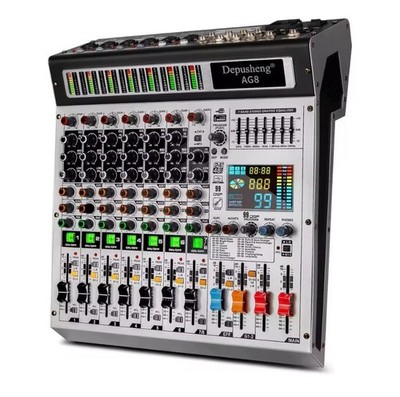 Depusheng AG8 Professional Audio Mixer 8 Channel Dual Group DJ Console Mixer UK