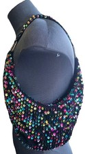 Apt. 9 Borsa donna marrone paillettes mezzaluna tracolla chiusura zip foderata argento