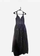 NWT Gothic Black Maxi Wedding Dress With Lace Overlay Size XS/S