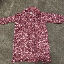 Pottery Barn Kids Girl's Red Floral Long Sleeve Pajama Night Gown Sleep Dress 3T