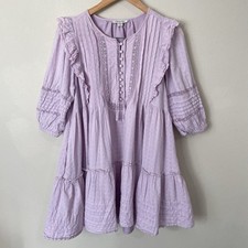 American Eagle Ruffle Lace Babydoll Dress Lavender Purple Women's M Prairie