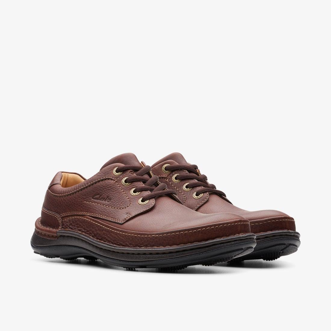 Clarks Nature Three Brown Waxy Leather Moc‎ Toe Loafers Walking Shoes Men 8M EUC Clarks Nature Three Brown Waxy Leather Moc Toe Loafers  main image 4