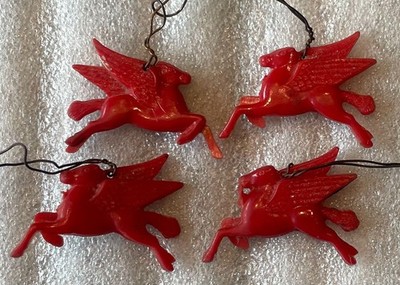 Vintage Red Celluloid Mobil Oil Pegasus Flying Horse - Cracker Jack - 4