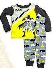 DC Batman Boy's Toddler Pajama 2 piece pc Set LS NWT Sizes 2T, 3T Black, Gray