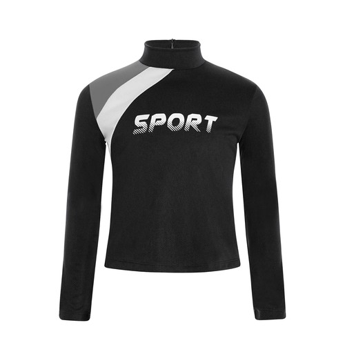 Girl Sport Tops Yoga Activewear Figure Skating Sweatshirt Stylish Cropped Top - Picture 64 of 84
