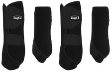 Horse Protective Sport Boots - Black - Fronts Only OR Complete Set/4- 3 Sz