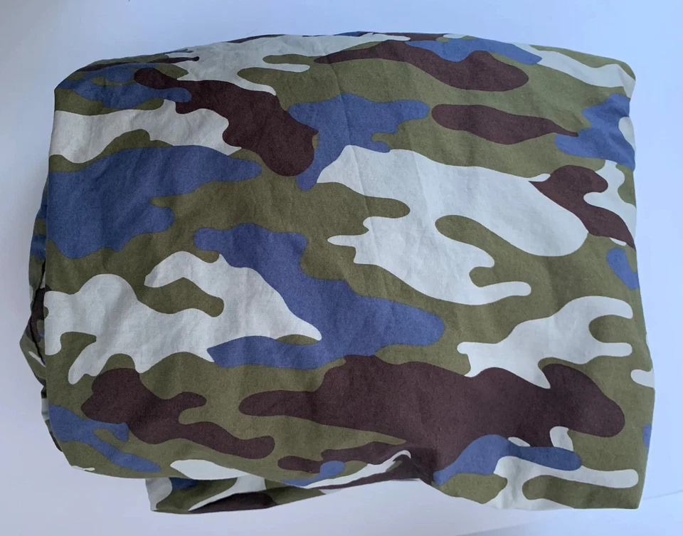 Pottery Barn Niños Verde Azul Marrón y Blanco CAMUFLAJE Doble EDREDÓN + FUNDA Camuflaje Usado en Excelente Condición Foto 4 de 4