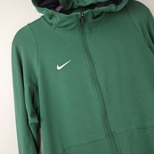 NIKE DRI-FIT Hooded Zip Jacket Mens L Green Stretch Comfortable Long Sleeve