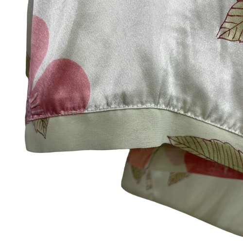 Morgan Taylor Women’s Vintage Pajama Top M Collar Short Sleeve Floral Green Pink - Picture 5 of 16