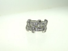 Gorgeous Sterling Silver Cubic Zirconia Interwoven Band Ring Size 5 3/4