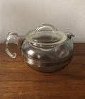 Vtg Pyrex Tea Pot Kettle Blue  Glass  Clear Lid USA FlameWare 6 Cup
