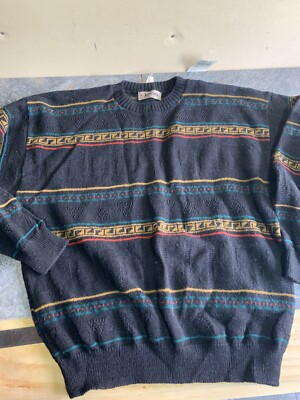 NWT JANTZEN Men's Horizontal Stripe Wool Crewneck Sweater Size XL USA C48
