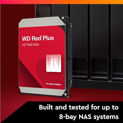 WD Red Plus 10TB NAS HDD (WD100EFGX), 7200RPM, SATA 6Gb/s, 256MB