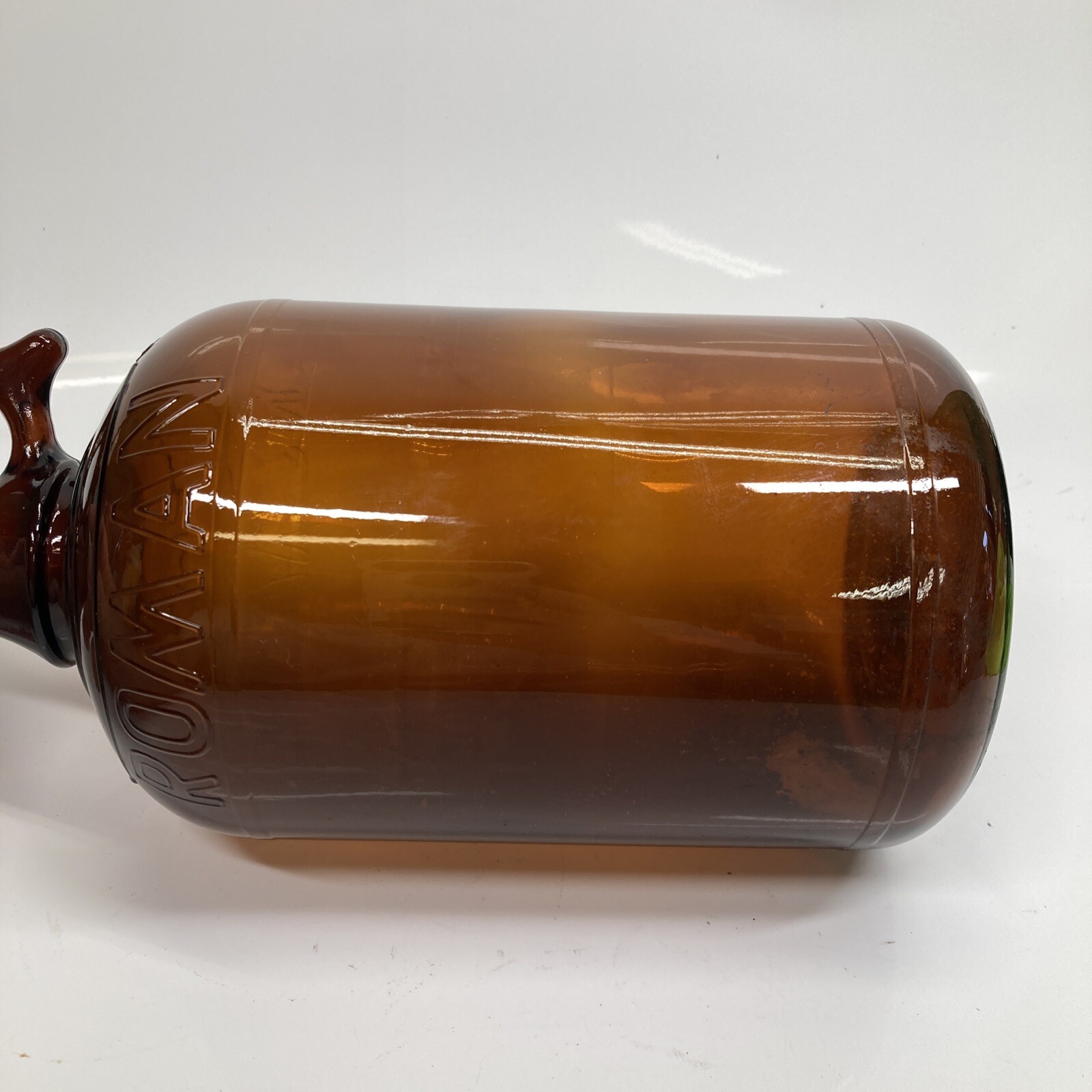 Roman Cleanser Bleach Amber Brown Glass Bottle Jug Duraglas Half Gallon