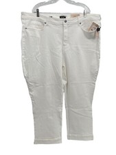 NYDJ White Marilyn Straight Ankle Cuffed Crop 24W Not Your Daughters Jeans NEW