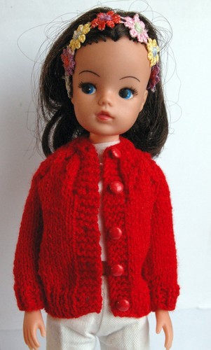 red sindy cardigan with shank buttons dolls jacket tammy tressy