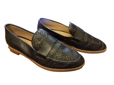 Franco Sarto Classy Hilton Black Leather Loafers Shoes sz 9 Perforated EUC Nice 