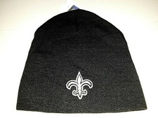 New Orleans Saints NFL Black No Cuff No Pom Knit Hat