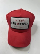 Travis Mathew Mens Red “LIFE ON TOUR” Flex-FIt Truckers Hat Mesh Adjustable Back