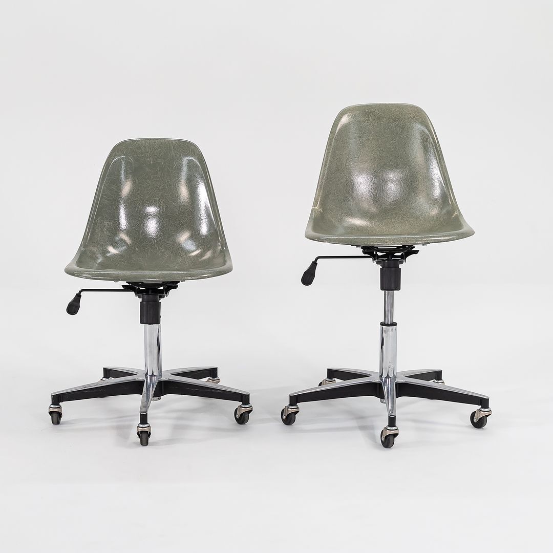 2010s Modernica Eames Fiberglass Side Shell Chairs w/ Rolling