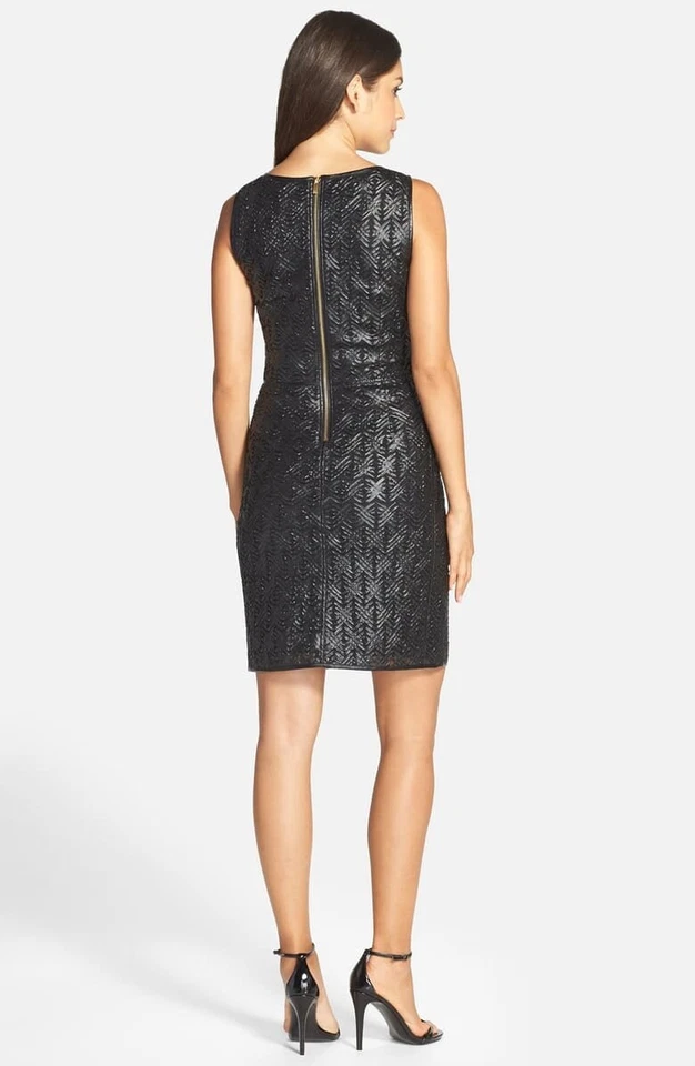 NUEVO NUEVO by Shani 243235 Mujer Vestido Vaina Cuero Sintético Cuello en V Negro Talla 14 Foto 3 de 3