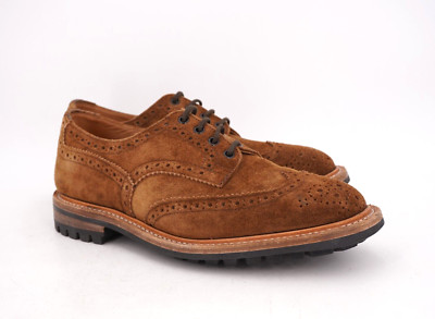WORN 10x | TRICKERS UK 10 US 11 BOURTON WING TIP BROWN SNUFF SUEDE BROGUE SHOE