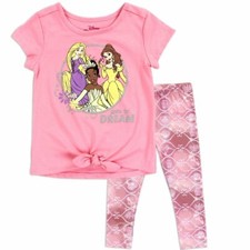 Disney Princess Toddler Girls T-Shirt Leggings Set Belle Rapunzel Tiana 2T-4T