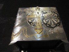 Japanese Silver and Gold Engraved Concertina Style Jewelry Casket / Box
