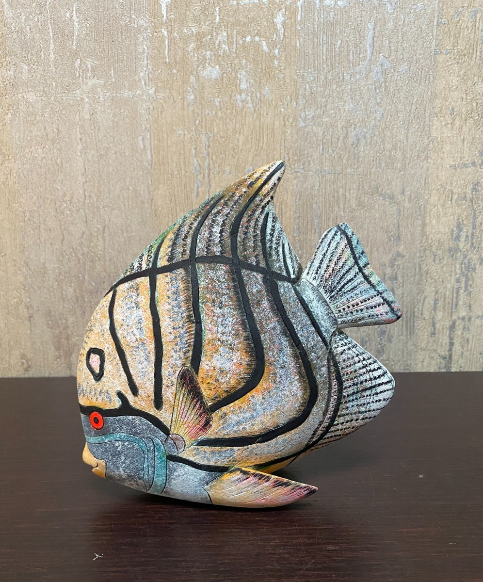 Hand Carved and Painted Wooden (Lightweight) 2 Table Fish | eBay