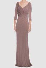  365 La Femme Women's Brown Ruched Jersey Column Gown Dress Size 4