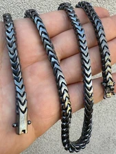 Handmade Franco Chain Necklace Black Rhodium Over Real 925 Silver Box Lock 6mm