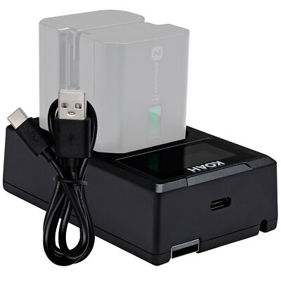 Koah Dual USB C Charger with LCD Display for Sony NP FZ100 Battery