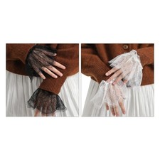Wrist Cuffs for Women Dress Pleated Cuffs Detachable Lace Fake Sleeve Cuffs